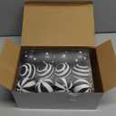 Riceshoot 24 Pcs Christmas Black and White Ball Ornaments Xmas Plastic Stripe Dot Hanging Ball for Christmas Tree Party Decoration Supplies(2.36 Inch) (Classic Style)