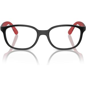 Ray-Ban Kids' Ry1632f Low Bridge Fit Round Prescription Eyewear Frames (Black on Rubber Red/Demo Lens)