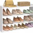 VASAGLE 3-Tier Shoe Rack for Closet, Stackable Shoe Organizer Shelf