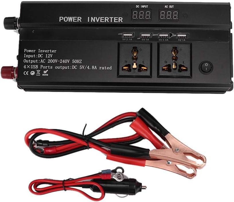 Aramox Power Converter, DC 12V 24V to AC 220V 4000W Car Transformer Electric Voltage Converter, Car Modified Sine Converter with LED Display, with 1 Type C 3 USB Ports and 2