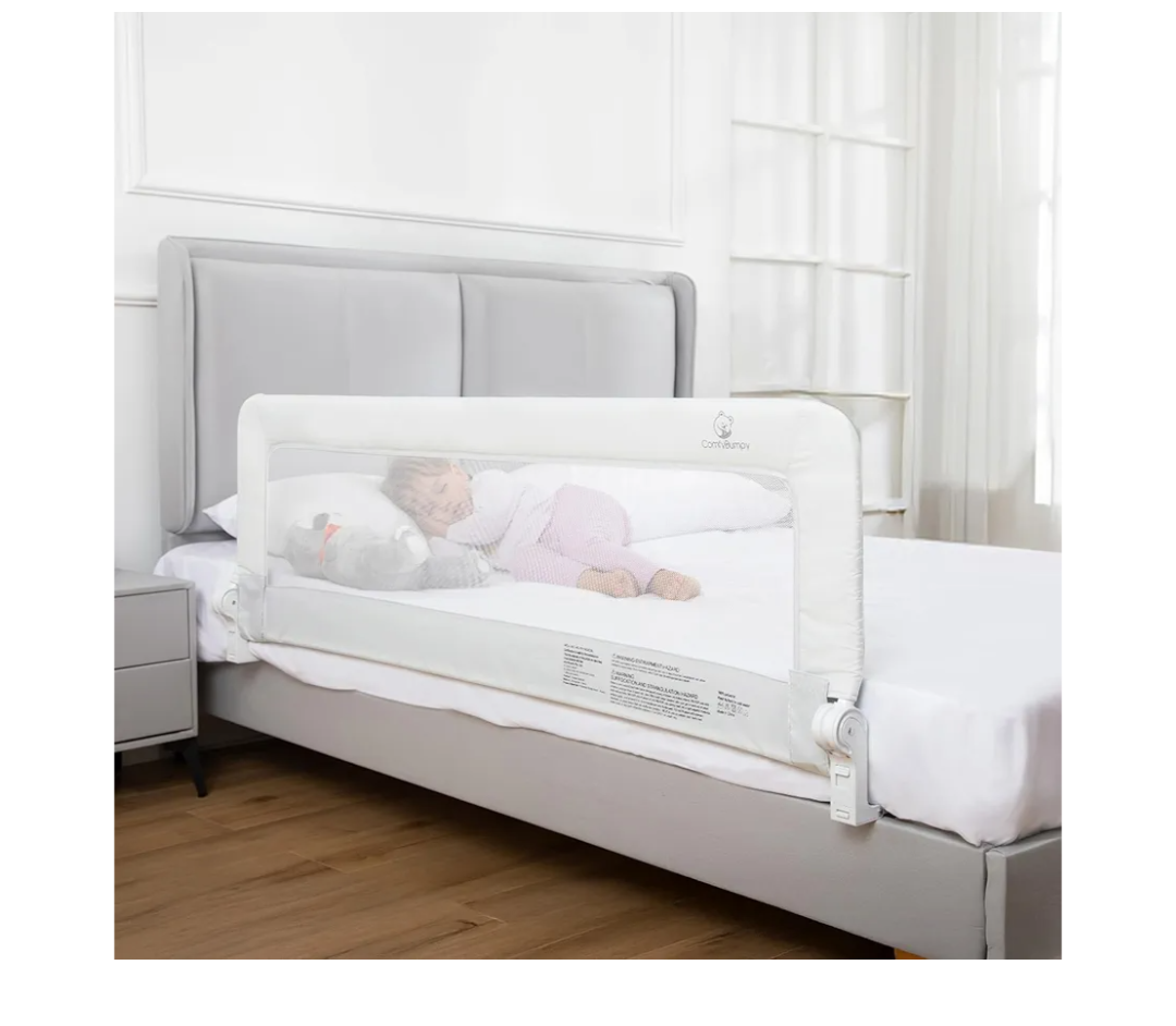 ComfyBumpy 1-Pack Bed Rail for Toddlers 55.5" L x 19.5" H | Toddler Bed Rails for Twin, Full, Queen & King Mattress Size | Swing Down Rail Guard | Mattress Side Rail for Kids | White