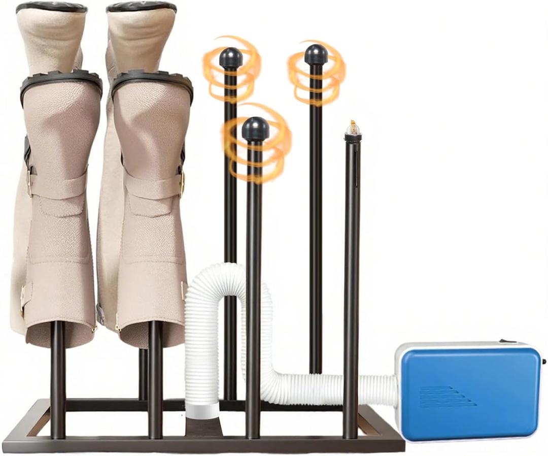 Boot Rack with Drying & Deodorizer, Heavy Duty Anti Rollover and Storage Functions, Suitable for Various Boots, Shoes, Gloves, Helmets, With Multifunctional Portable Dryer with Timer 600w