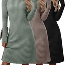 3 Pack Women's Turtleneck Sweater Dress Long Sleeve Casual Fall Winter Ribbed Knit A Line Tunic Dresses