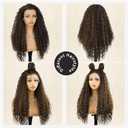 Brown with Highlight Synthetic Lace Front Wig 13x4 Long Curly Wig with Baby Hair Natural Preplucked Hairline 24 Inch Wavy Wig for Black Women Daily Party Use