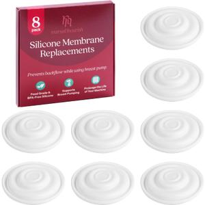 Nurse & Nourish Breast Pump Membrane Replacement - Silicone Diaphragm & Backflow Protector Inserts for Spectra S1 S2 9+ & Maymom Ameda MYA - Closed System Pump Replacement Parts - 8 Pack, Silicone