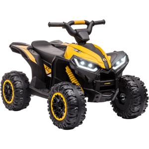 Aosom 12V Kids ATV Quad Car with Forward & Backward Function, Four Wheeler for Kids with Wear-Resistant Wheels, Music, Electric Ride-on ATV for Toddlers Ages 3+ Years Old, Yellow