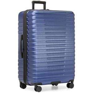 U.S. Traveler Boren Polycarbonate Hardside Rugged Travel Suitcase Luggage with 8 Spinner Wheels, Aluminum Handle, Navy, Checked-Large 30-Inch