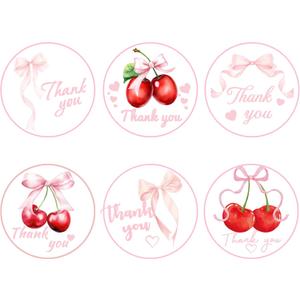 600 Pcs 2 Inch Pink Bow Thank You Stickers, 6 Styles Coquette Thank You Labels Roll for Girl Baby Shower, Cute Pink Bow Adhesive for Wedding Birthday Business Party Decoration Favors