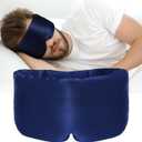 Silk Sleep Mask for Women Men Satin, ATreebag Eye Sleeping Mask & Blindfold with Adjustable Velcro Strap, Large Size, 1 PC Navy Blue