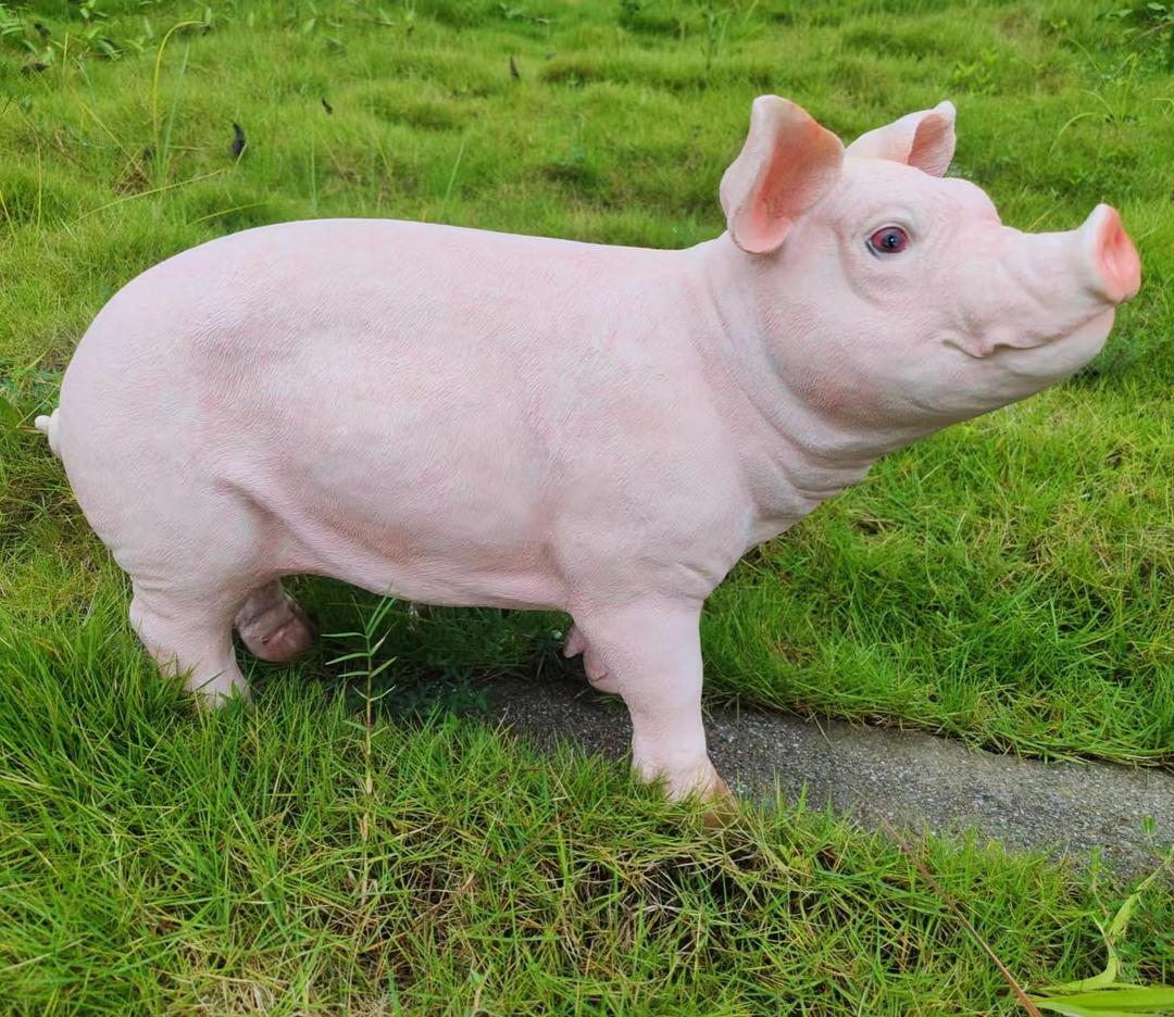 HOUDE Cute Pig Statues, 20.08 inches Long, decorates Outdoor Art Gardens, courtyards, lawns, and Indoor Public Spaces Such as Living Rooms and Balconies. (Pink)