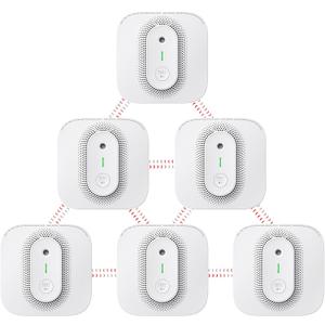 X-Sense Battery Powered Combination Smoke and Carbon Monoxide Detector with Voice Location, Wireless Interconnected Smoke Detector Carbon Monoxide Detector Combo, Model XP02-WR, 6-Pack