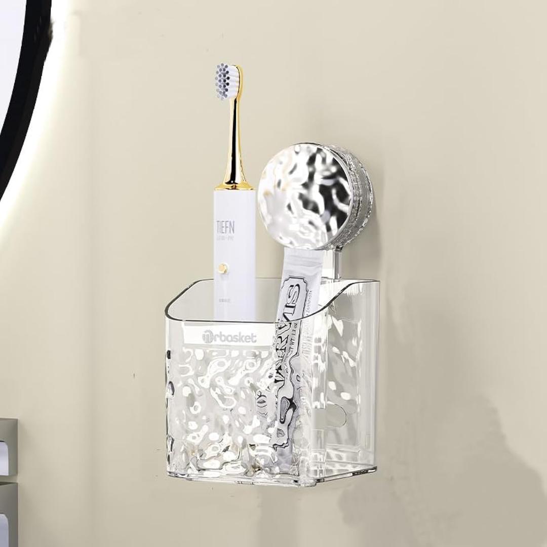 Shower Caddy Suction Cup- Suction Cup Shower,Stylish Glacier Pattern, Space-Saving Bathroom Organizer Shelf with Strong Suction Cups - Ideal for Shower Essentials and More (white, M)
