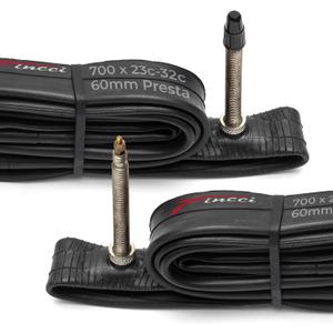 Fincci Pack Inner Tubes 700c x 18c - 25c - 32c with 60mm Presta Valve - 700c Bike Tube for Gravel, Race, Road Touring, Hybrid Bicycle, Bicicleta de Carrera - 28 inch Bike Tubes Butyl Rubber Wheels 622