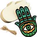 15 Pack 6 Inch Wood Hamsa Hand Cutouts Unfinished Wood Hamsa Hand Crafts Wooden Hamsa Hand Hanging Ornaments DIY Hamsa Hand Craft Gift Tags for Home Party Decoration