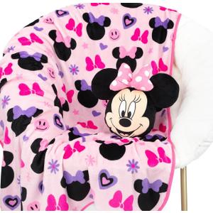 Jay Franco Disney Minnie Mouse Nogginz Set - 40 x 50 Inch Lightweight Travel Throw Blanket & Pillow - Kids Super Soft 2 Piece Bedding Set
