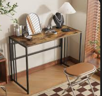 Gezen Folding Desk 40'' Computer Desk for Home Office, No Assembly Office Desk Foldable Simple Study Writing Desk Table for Small Spaces, Brown