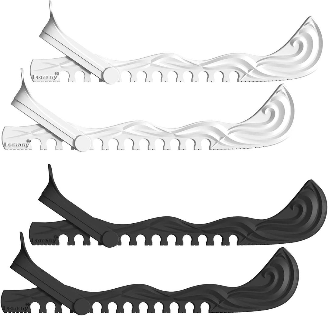Ice Skate Guards, 2 Pack, Hockey Shoes Ice Skates Blade Covers, Adjustable Figure Skate Protector Accessories (Small, Black white)