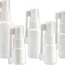 5Pcs White Plastic Empty Portable Nasal Spray Bottle -5 Sizes, 360 Rotation Atomizer Refillable Saline Water Cosmetic Perfume Storage Container for Travel & Home Use