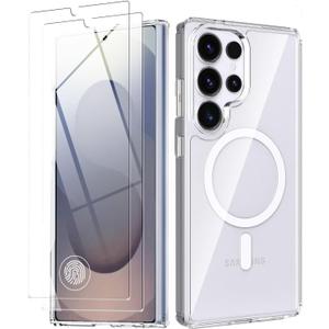 TR4U 3 in 1 Magnetic Clear with 2-Pack Screen Protectors, [Shockproof] Cover [Military Grade Protection] [Non-Slip] Protective Case for 6.8" (2025)