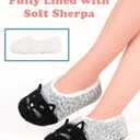 Cute Slippers for Women & Kids, Fuzzy Animal Slipper Socks with Non-slip Soles, Unique Funny Gifts (Gray)