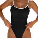 ANRABESS Women One Piece Swimsuit Backless Full Coverage Ribbed Adjustable Strap Bathing Suit Beach Vacation Clothes Swimwear (Medium, Black)