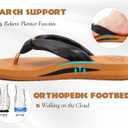 KuaiLu Womens Flip Flops With Arch Support Comfortable Yoga Mat Cushion Thong Leather Sandals for Ladies Fashion Slip On Summer Beach Walking Slides Indoor Outdoor Travel Orthotic Slippers