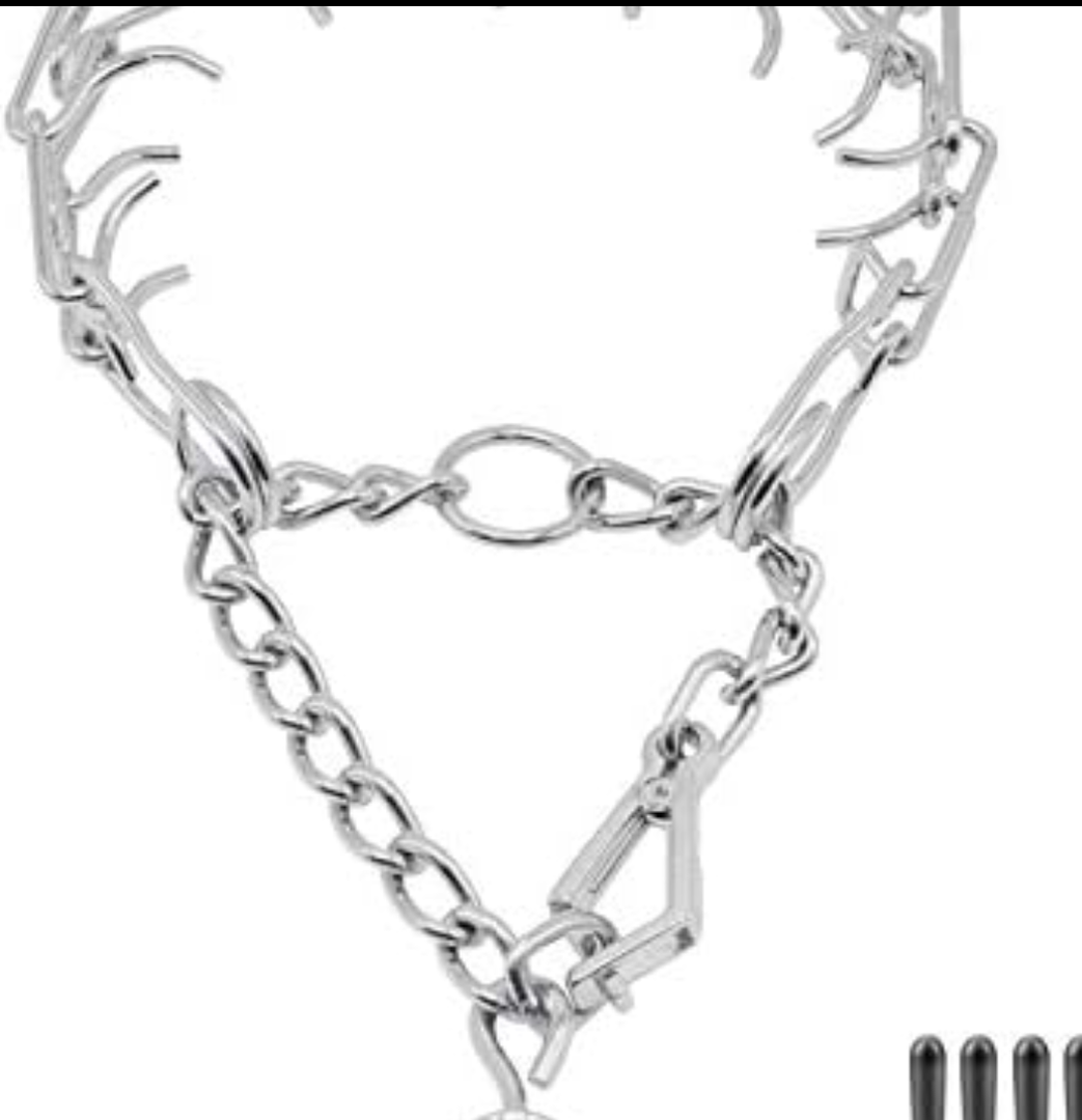 Pack Of 2 Dog Prong Collar, Ultra-Plus Chrome Plated Training Collar with Quick Release Clip for Dogs, Adjustable Pet Pinch Collar with Silver Plating for Small Medium Large Dogs (L)