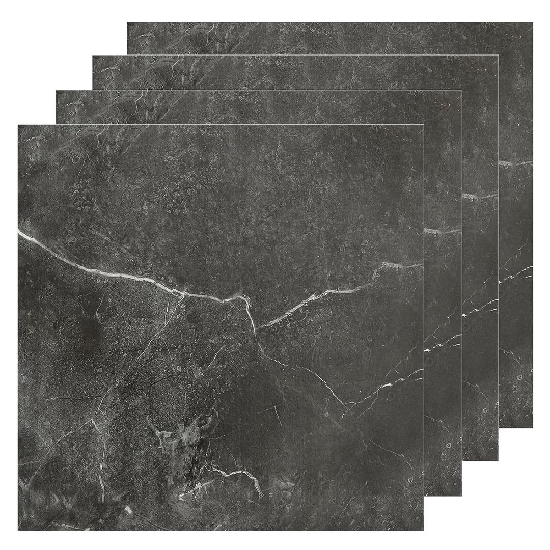 40 Sheet Vinyl Flooring 12"x12" Peel and Stick Floor Tile Waterproof Black Marble Vinyl Floor Tiles Clearance Self Adhesive Floor Tiles Sticky Laminate Flooring for Bathroom Kitchen Basement