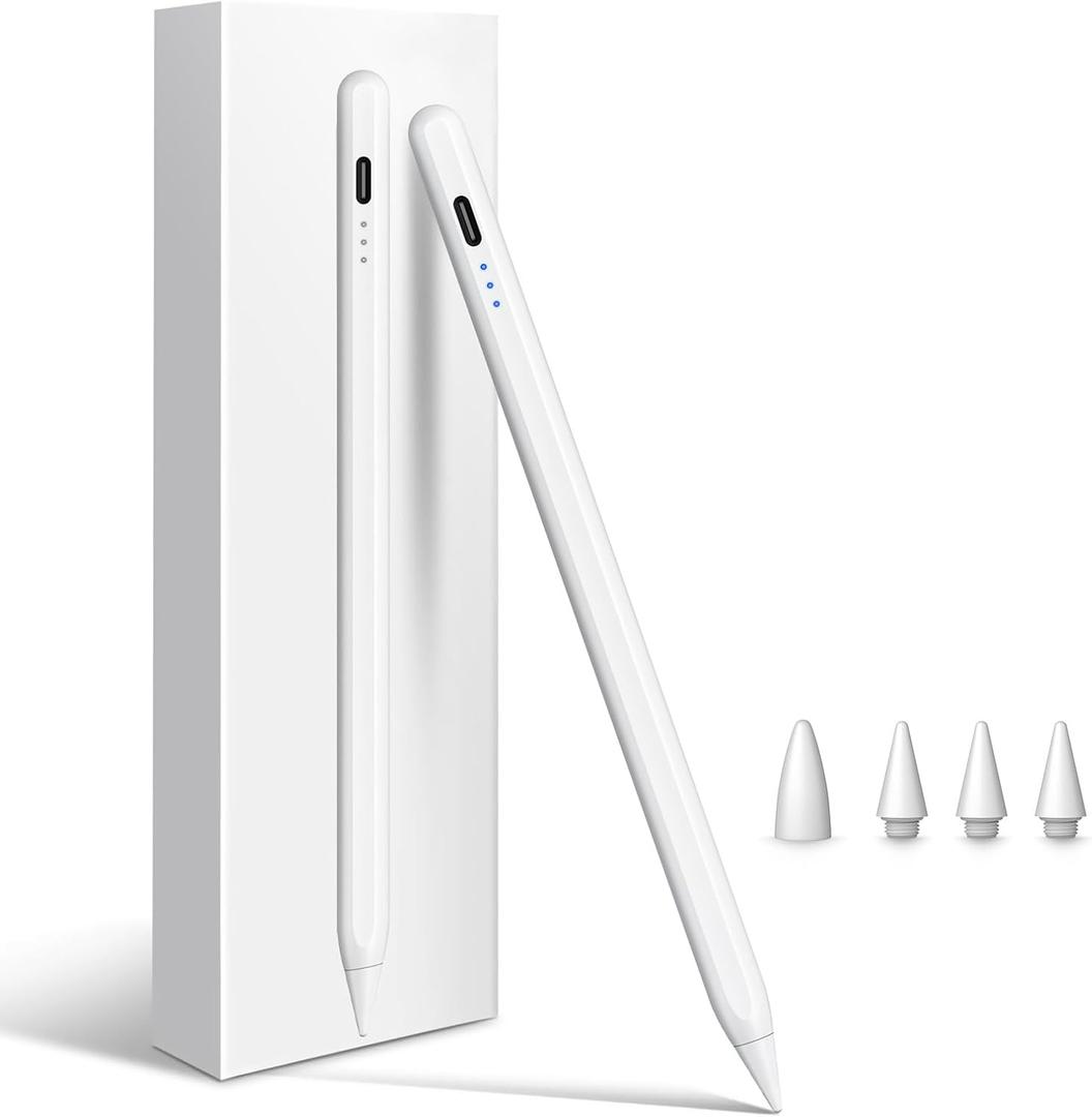 Cisteen Stylus Pen for iPad 2025-2018 with Faster Charge,Tilt Sensor Pencil Compatible with iPad 10/9/8/7/6,11th A16,Air 11/13 M2/M3,Pro 11/13 M4,Pro 12.9",Air 5/4/3,Mini 7/6/5 (white)