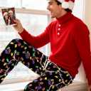 Soophiea Mens Christmas Halloween Pajama Pants Sleep Bottoms Pj Pants with Pockets (Black)