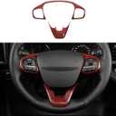 Linskip Steering Wheel Trim Compatible with 2021-2026 Ford Bronco Sport, Steering Wheel Cover for Bronco Sport Interior Accessories(Red Carbon Fiber)