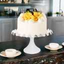 12-Inch Porcelain Round Cake Stand - White Dessert Stand for Wedding, Birthday Party