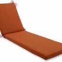 Pillow Perfect Monti Chino Solid Indoor/Outdoor Patio Chaise Lounge Cushion Plush Fiber Fill, Weather and Fade Resistant, 80" x 23", Orange (Orange Cinnabar)