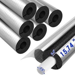 6 Pack Pipe Insulation Foam Tube for 3/5'' Pipes, Pre-Slit Duct Wrap with Aluminum Foil for Outdoor Winter Cold Hot Water Pipe Winterizing Heat Preservation Reduce Heat Loss ( 0.6" ID)