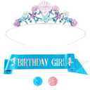 Didder Mermaid Themed Party Outfit: Sash, Crown and Decorations for Girls