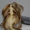 DIGUAN 13 Inches Ombre Claw Clip In Wavy Loose curly Synthetic Wrap Around Ponytail Extensions Short Pony Tail Clip In Extensions for Women Girl 4oz/115g (8H613-Dark Brown mix White Blonde)