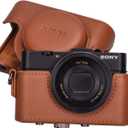 XEVN for Sony rx100 case,for Sony rx100 vi case,dsc-rx100 Mark ii,dsc-rx100 iii.dsc-rx100 iv,dsc-rx100 v RX100 vii m6 5a m3 Protective Leather Camera Case Bag with Camera Shoulder Strap (Brown)