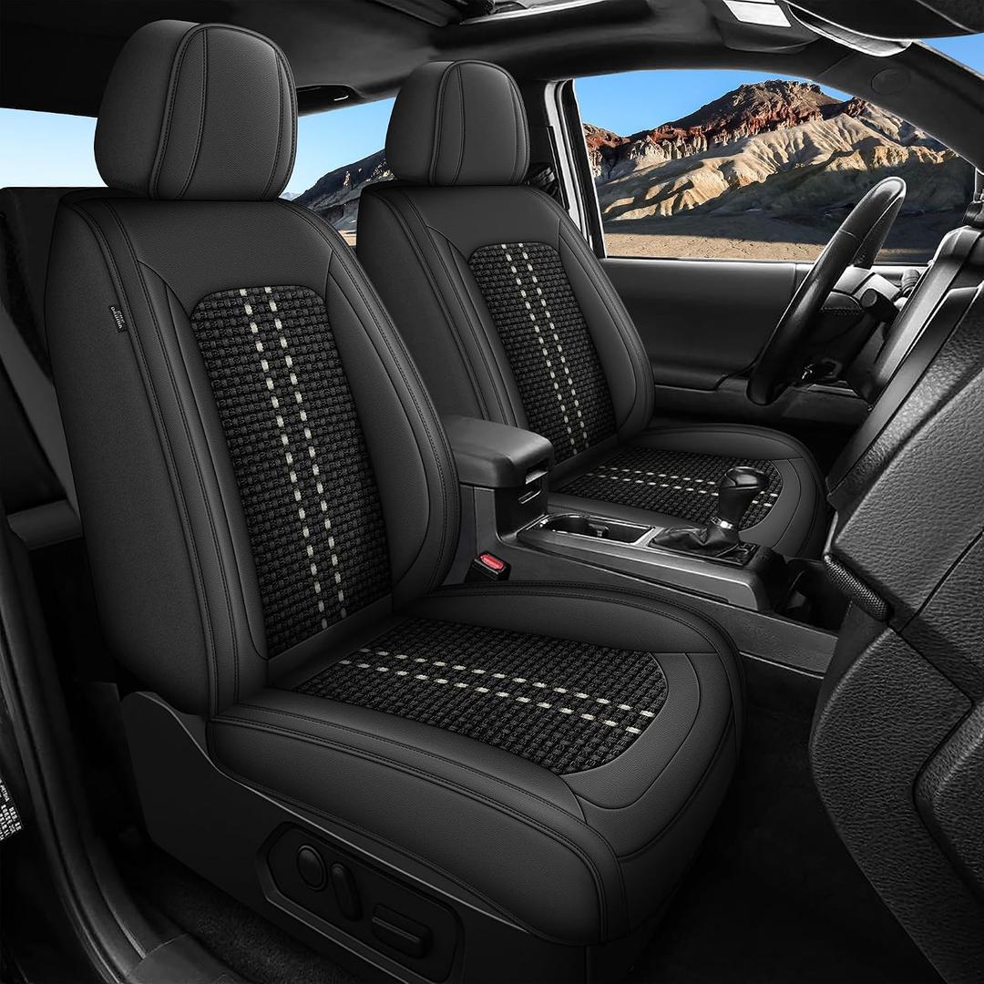 for Toyota Tacoma Seat Covers 2024 2025 2026 Gen 4Th Sr/Sr5/Trd Prerunner/TRD Sport/TRD Off-Road/Limited Ice Silk Seat Cushion(2 PCS Front Seat, Black)