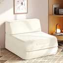 Trenda Folding Sofa Bed, 16lbs Convertible Sleeper Chair with Removable Back Pillow & Handle, Washable Cover Solid Foam Fold Out Chair Bed for Living Room, Apartment, Guest, Single, Beige
