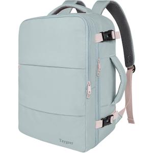 Taygeer Carry On Backpack for Women, TSA Approved Underseat Personal Item with 17.3 inch Laptop Compartment, Cute Daypack for Hiking Outdoor Weekend, Travel Backpack with Multiple Pockets, Powder Blue (X-Large)