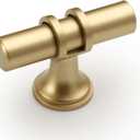 Amerdeco 10 Pack Brushed Gold Cabinet Knobs & Pulls - 2 Inch T Bar Kitchen Cabinet Hardware Drawer Pulls ZH0058