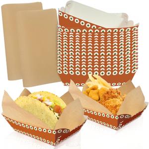 50 Pcs Cielito Lindo Party Plates Need Assemble Cielito Lindo Trays Disposable Mexican Snack Trays Platos De Barro Mexicanos Nacho Popcorn Food Container Cinco de Mayo Party Supplies (Brown Green)