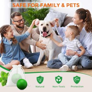 Rodent Repellent Indoor, Mouse Repellent, 12 Pack Natural Peppermint Balls for Rodents Mouse Mice Rats Roach Spider Ant, Indoor & Outdoor Pest Control, Safe for Family (12, Green)