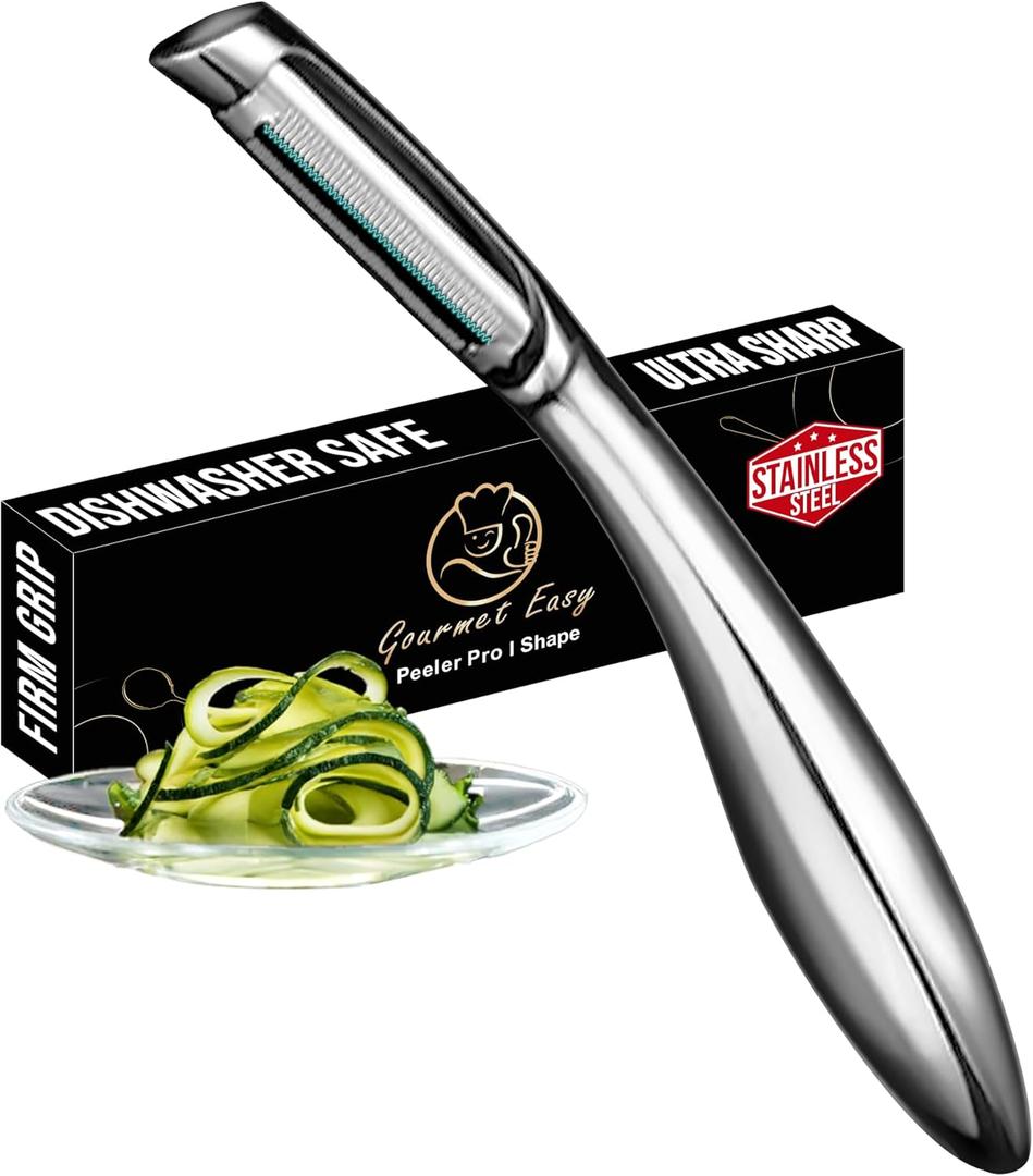 Vegetable Peeler, Premium Stainless Steel Potato Peeler, High Tensile Ultra Sharp Blade Fruit and Food Slicer, I Shaped with Ergonomic Non-Slip Handle, Dishwasher Safe
