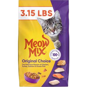 4 x Meow Mix Original Choice Dry Cat Food, 3.15 Pounds (EXP 11/11/26)