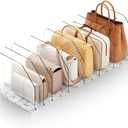 iStoreMaxy Purse Organizer for Closet, Shelf Divider Adjustable Clear Acrylic Handbag Storage, Bag Storage Separators, Keep Handbag & Books Neat and Upright in Bedroom, Office (1-PACK)