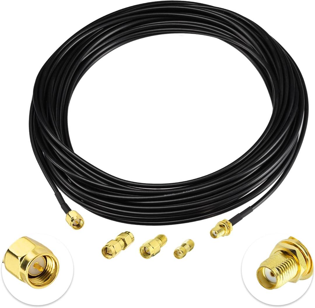Superbat RF coaxial SMA Male to SMA Female Bulkhead RG174 33ft Cable + 3pcs RF Coax SMA Adapter Kit for SDR Equipment Antenna Ham Radio,3G 4G LTE Antenna,ADS-B,GPS and etc