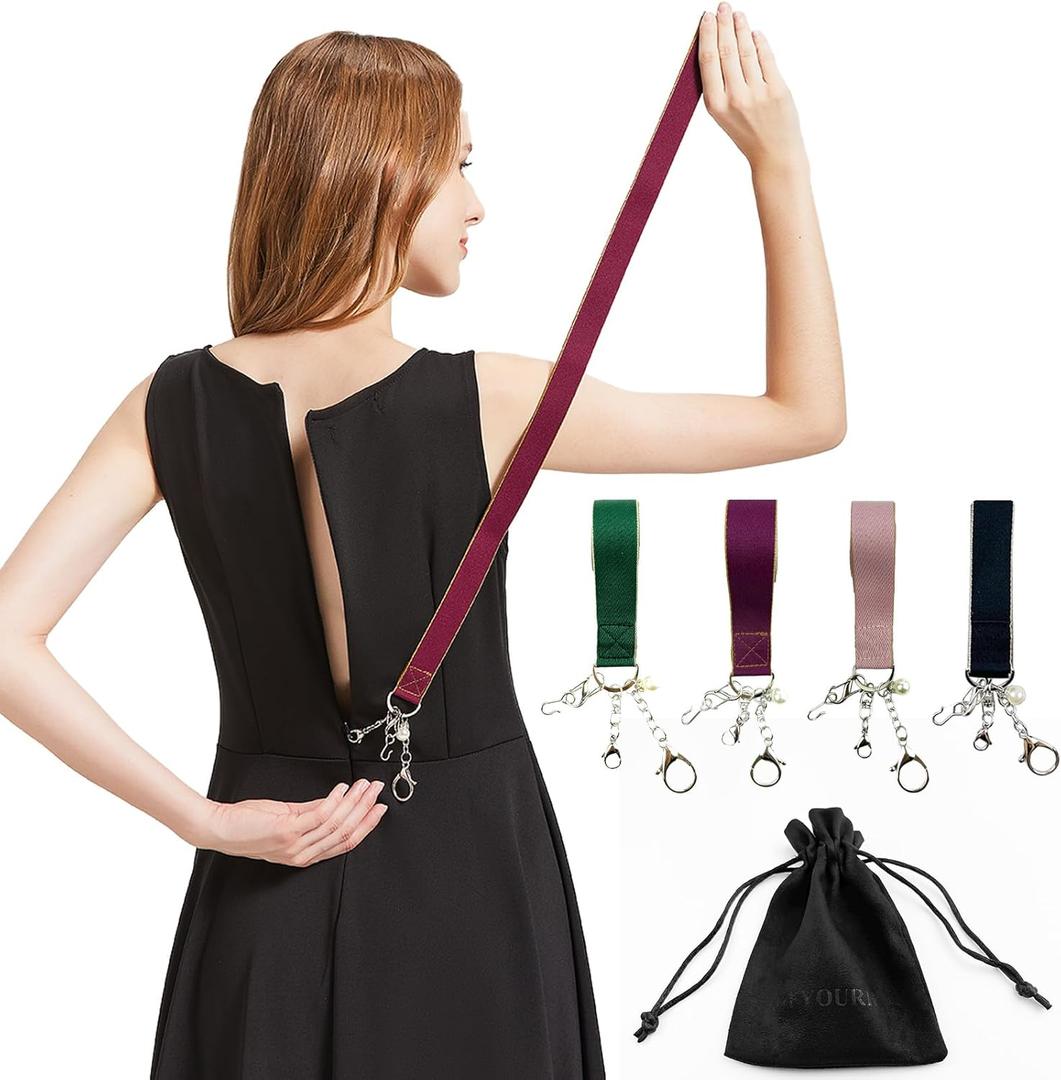 FYOURH Zipper Puller Helper for Dresses and Boots - Back Zipper Helper Pull for Dresses - Help Zip up Dress - Pink