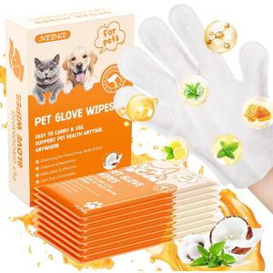 NEENCE Extra Thick Pet Glove Wipes for Dogs & Cats, Dog Washing Gloves Cleaning Deodorizing for Paws,Butt and Body, Cat Bathing Gloves Wipes Suitable for Daily Care and Travelling