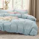 Bedsure Dusty Purple Duvet Cover Queen Size - 3 Pieces Prewashed Cotton-Like Polyester Extra Soft Bedding Set, Includes 1 Duvet Cover 90x90 Inches with Zipper Closure & 2 Pillow Shams, No Comforter